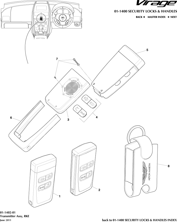 Handles & Locks Mechanisms - RKE Transmiter of Aston Martin Aston Martin GT VIRAGE (2012-2013)