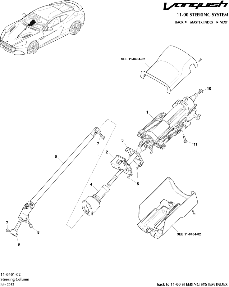 Steering Column Assembly of Aston Martin Aston Martin GT VANQUISH (2013-2018)