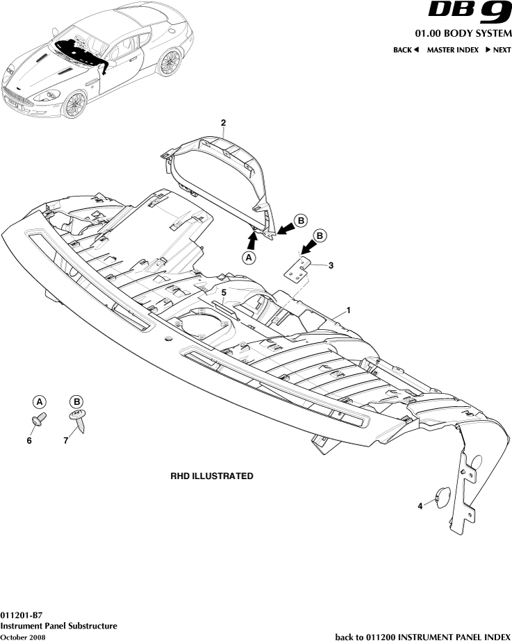 Console and Switches - IP Substructure of Aston Martin Aston Martin GT DB9 (2004-2017)