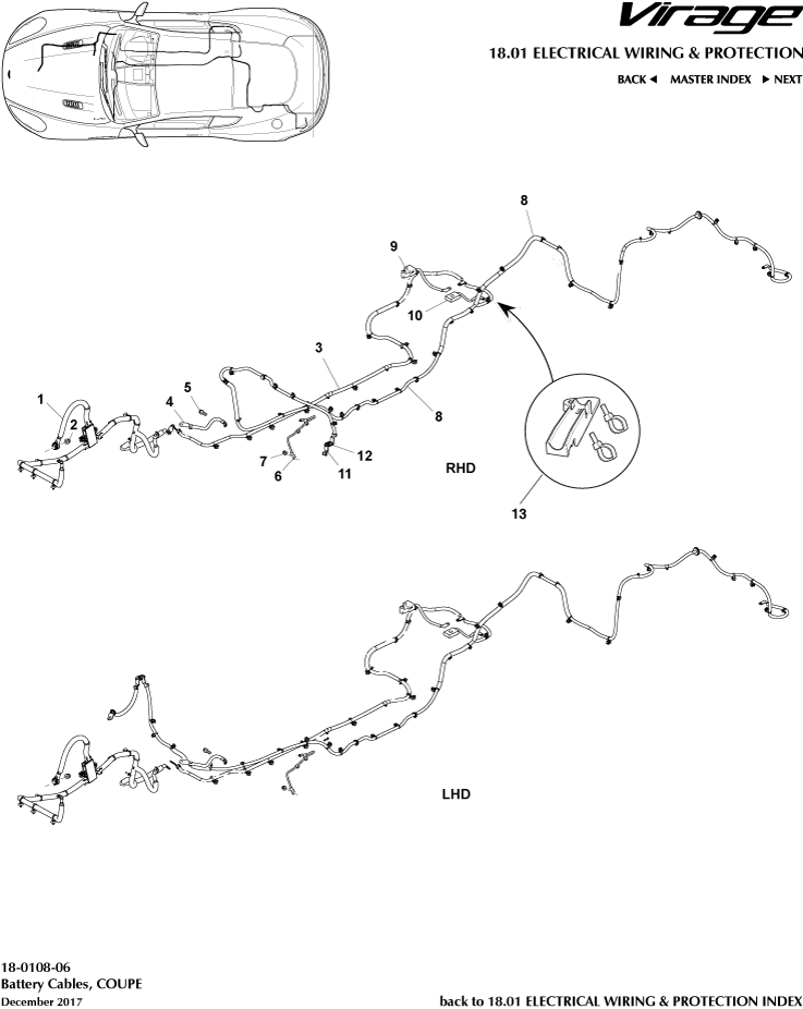 Electrical Wiring & Protection - Battery Cables, Coupe of Aston Martin Aston Martin GT VIRAGE (2012-2013)