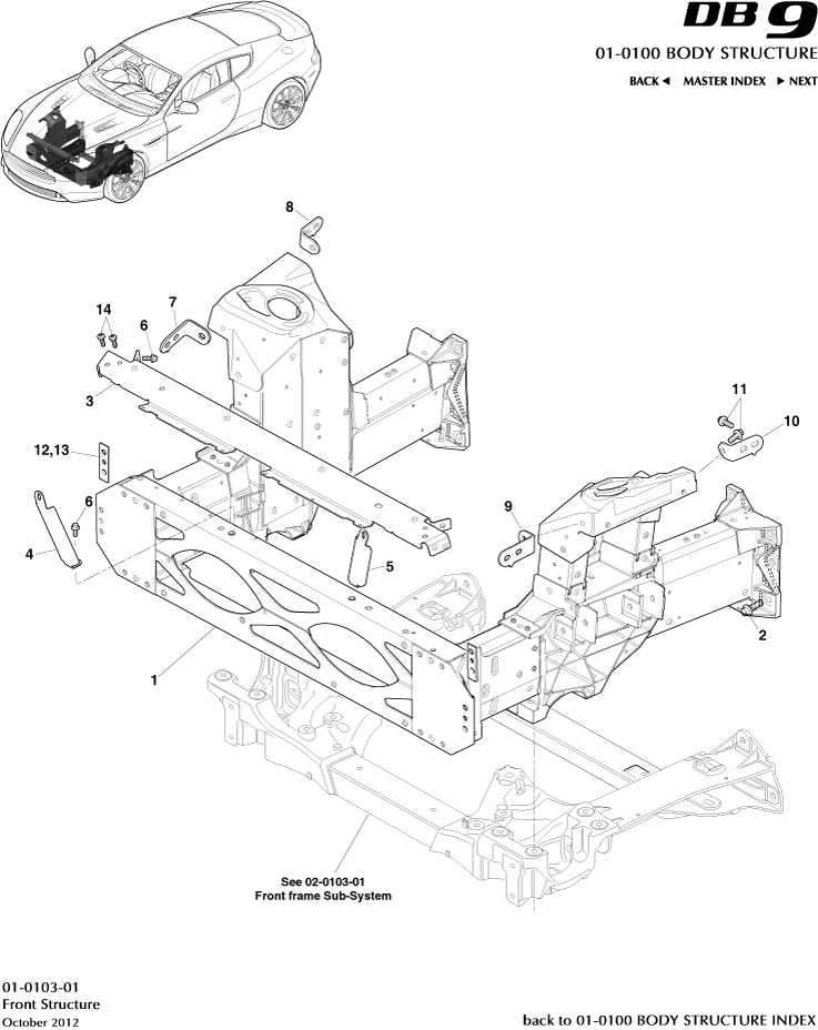 Body Structure - Front Structure of Aston Martin Aston Martin GT DB9 (2004-2017)