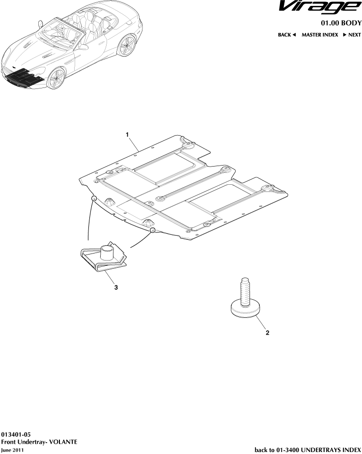 Front Undertray, Volante of Aston Martin Aston Martin GT VIRAGE (2012-2013)