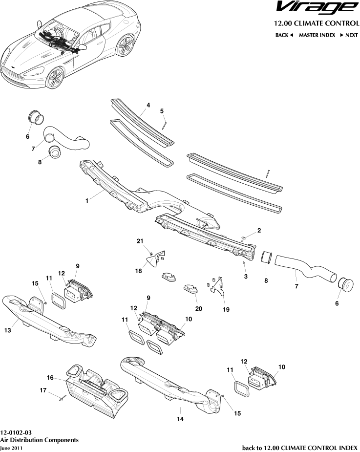 Air Distribution Components of Aston Martin Aston Martin GT VIRAGE (2012-2013)