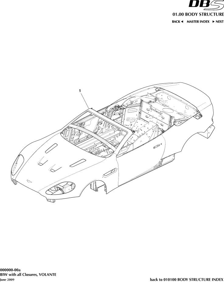 Body Structure - BIW with Closures, Volante of Aston Martin Aston Martin GT DBS (2007-2012)