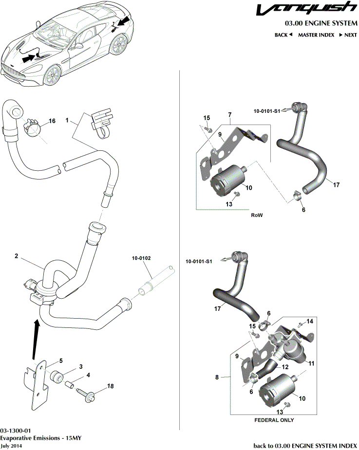 Evaporative Emissions, 15MY of Aston Martin Aston Martin GT VANQUISH (2013-2018)