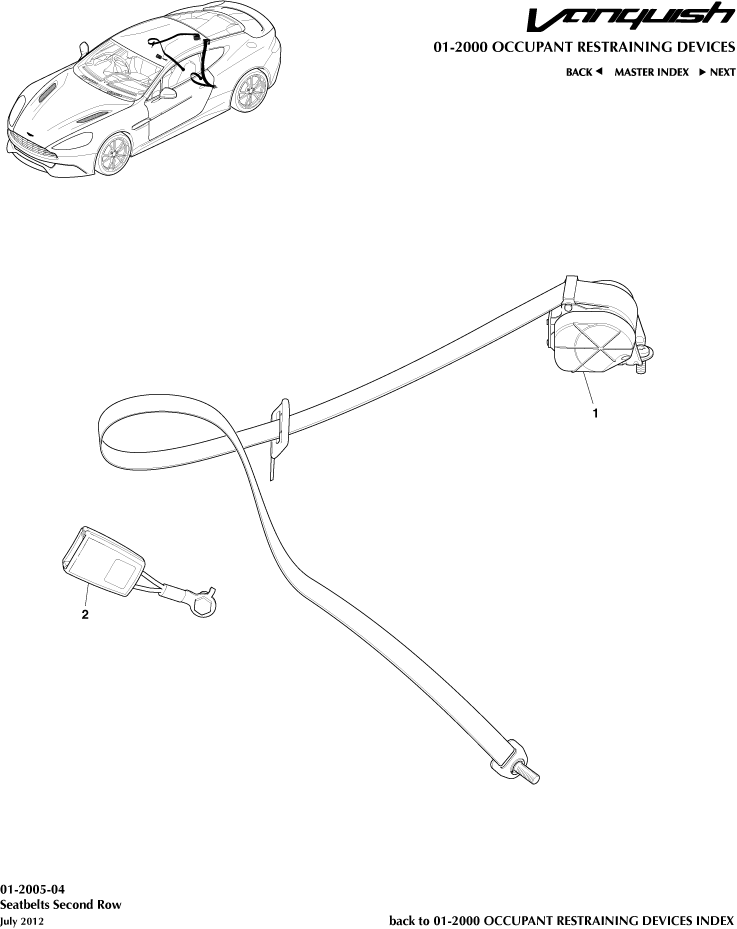 Occupant Restraining Devices - Rear Seat Belts of Aston Martin Aston Martin GT VANQUISH (2013-2018)