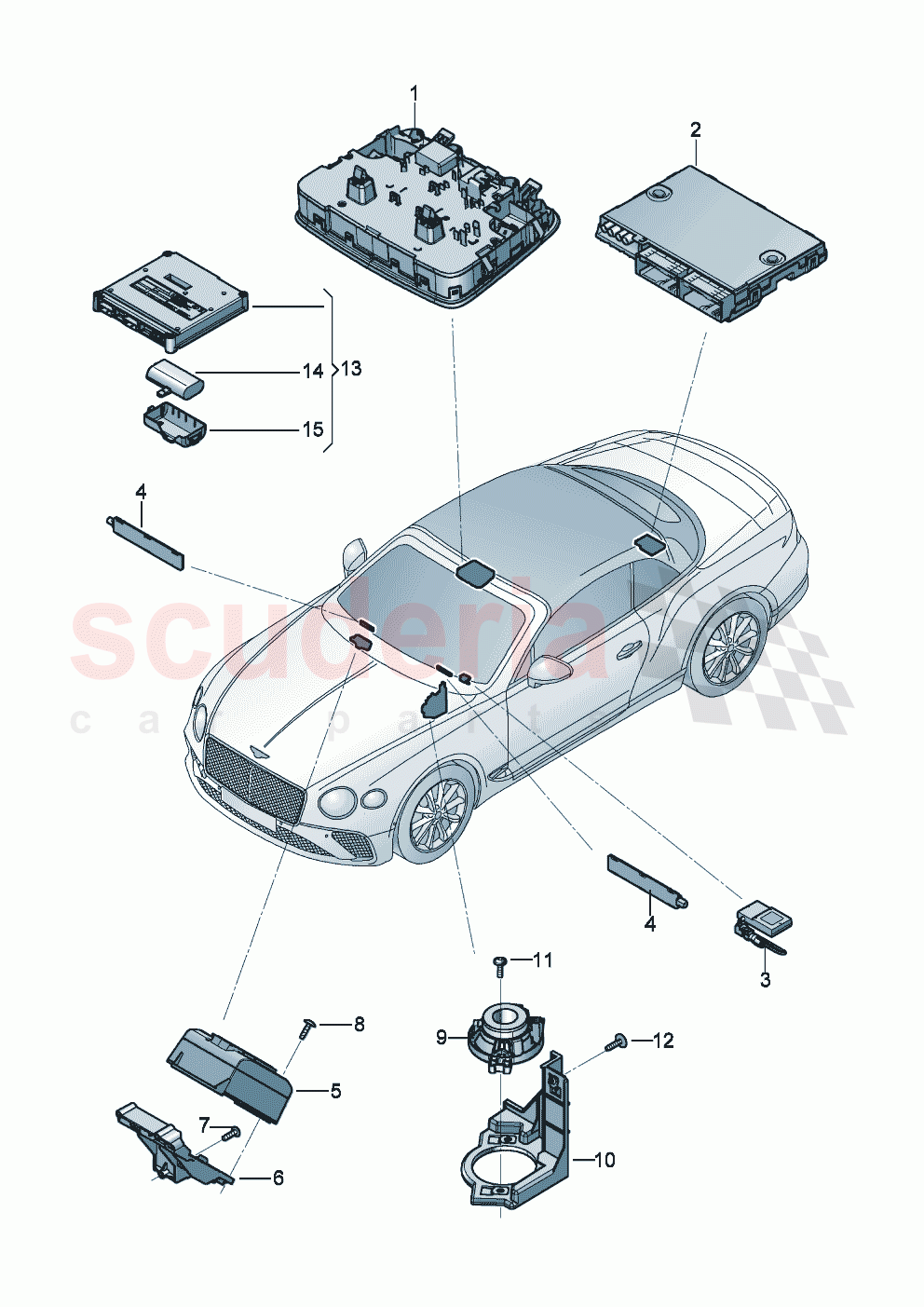 Control unit for emerg. call module and communications unit of Bentley Bentley New Continental Convertible (2019-2024)