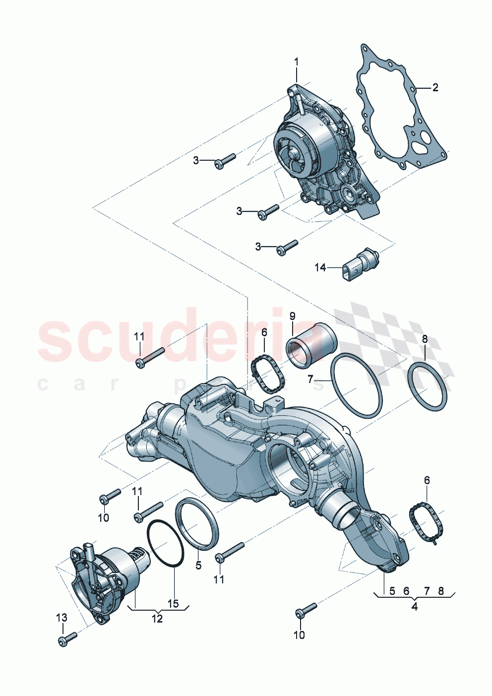 Coolant pump Distributor for coolant thermostat of Bentley Bentley New Continental Convertible (2019-2024)