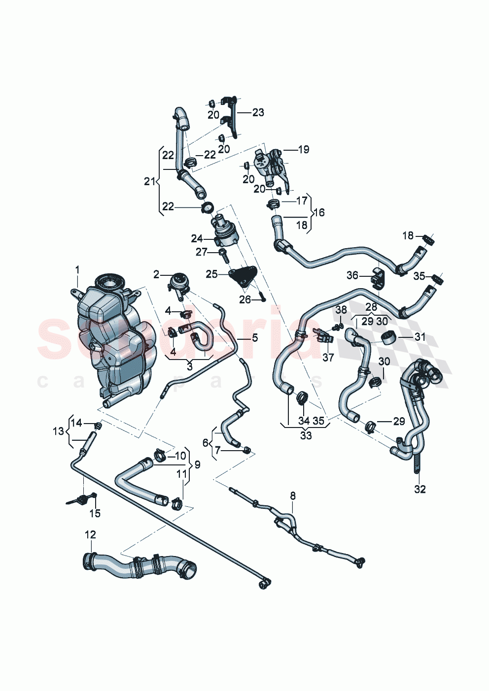 Coolant hoses and pipes Engine bay of Bentley Bentley New Continental Convertible (2019-2024)