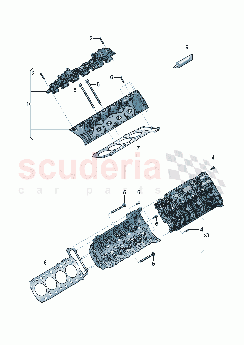 Cylinder head with valves (without camshaft) Cylinder head gasket of Bentley Bentley New Continental Convertible (2019-2024)