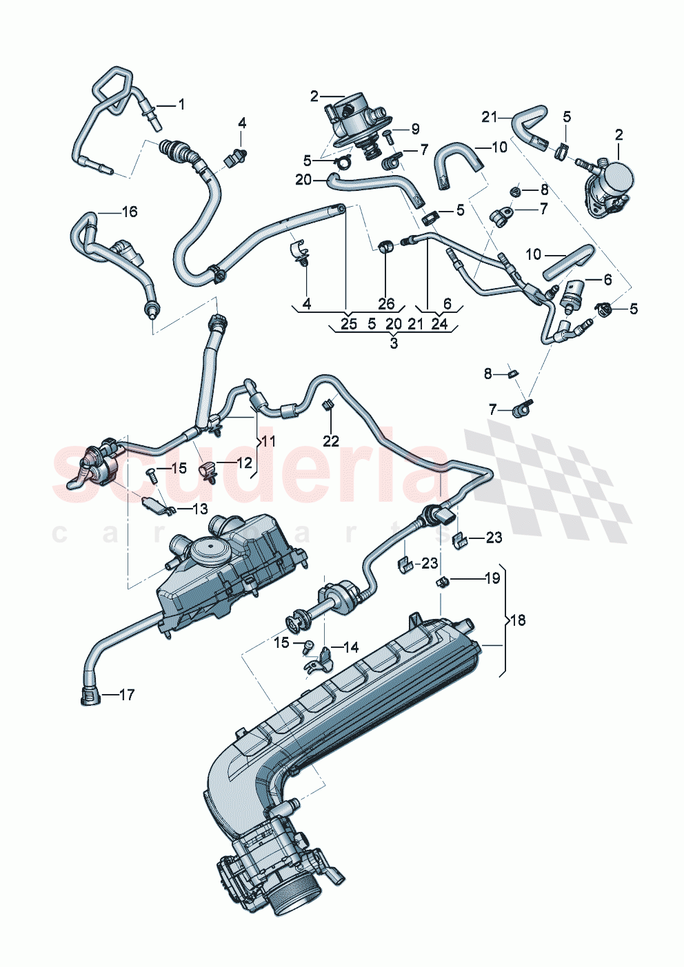 Fuel line with breather pipe Valve for active charcoal canister of Bentley Bentley New Continental Convertible (2019-2024)