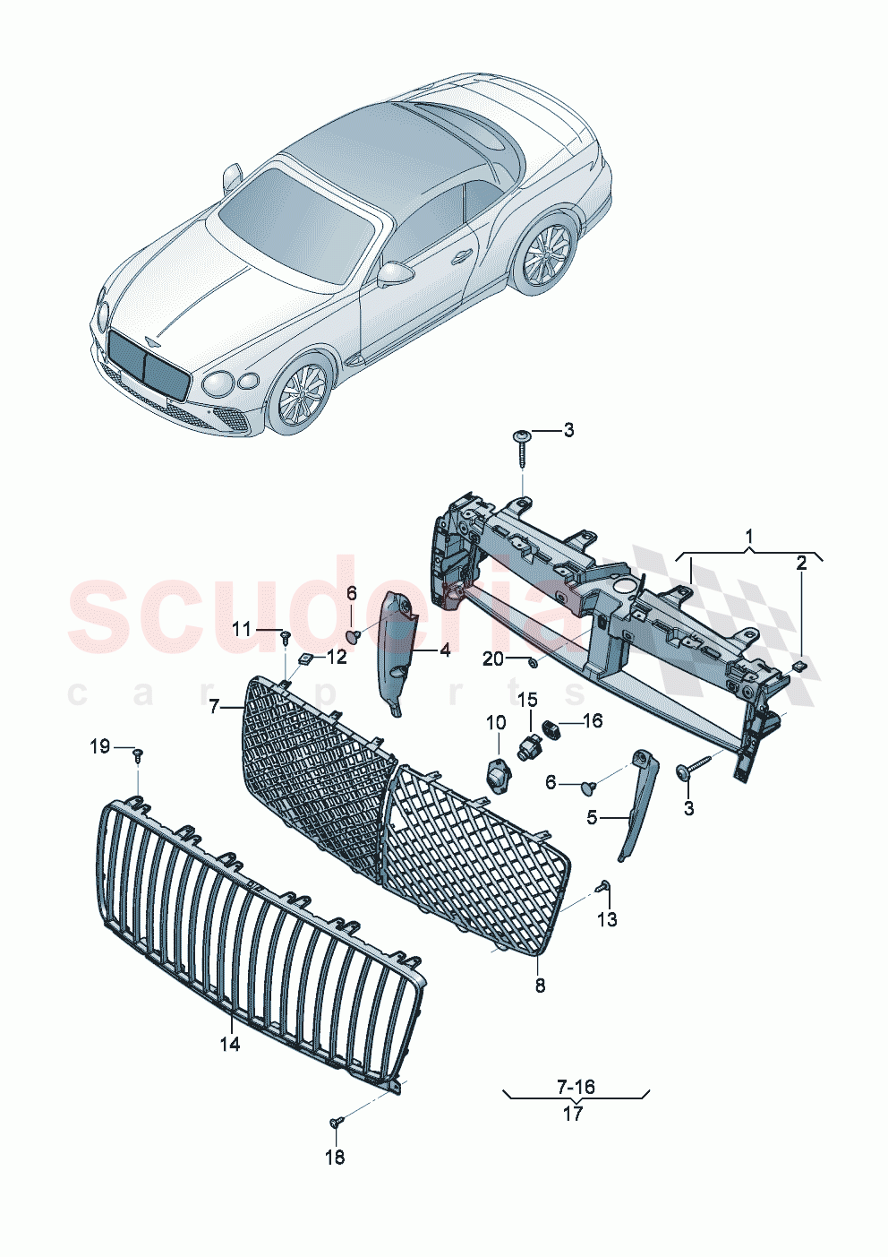 Radiator grille D - MJ 2024>> of Bentley Bentley New Continental Convertible (2019-2024)