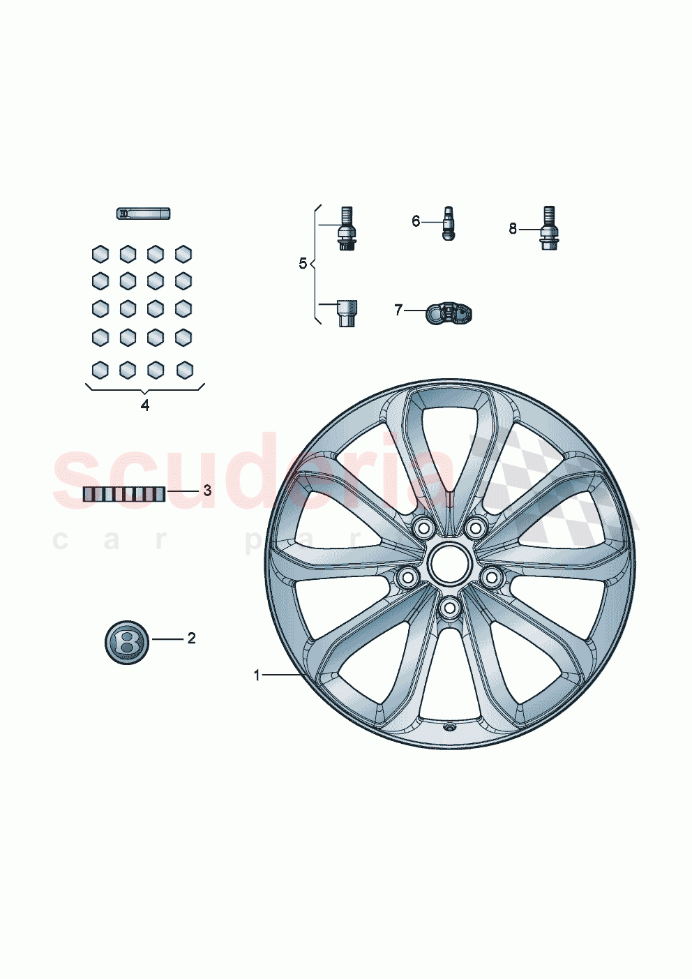 Aluminium rim Hub cap D - MJ 2020>> of Bentley Bentley New Continental Convertible (2019-2024)