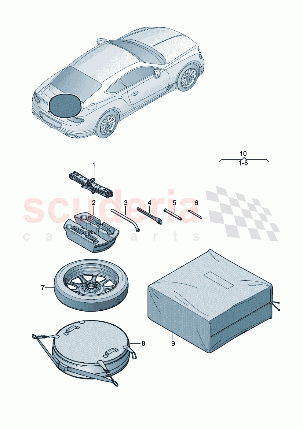 Genuine accessories for temporary spare wheel of Bentley Bentley New Continental GT (2019-2024)
