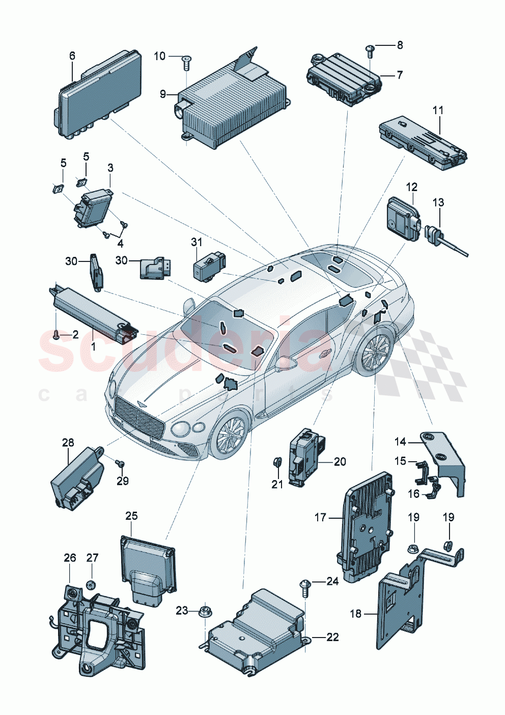 Control systems for comfort systems and safety of Bentley Bentley New Continental GT (2019-2024)