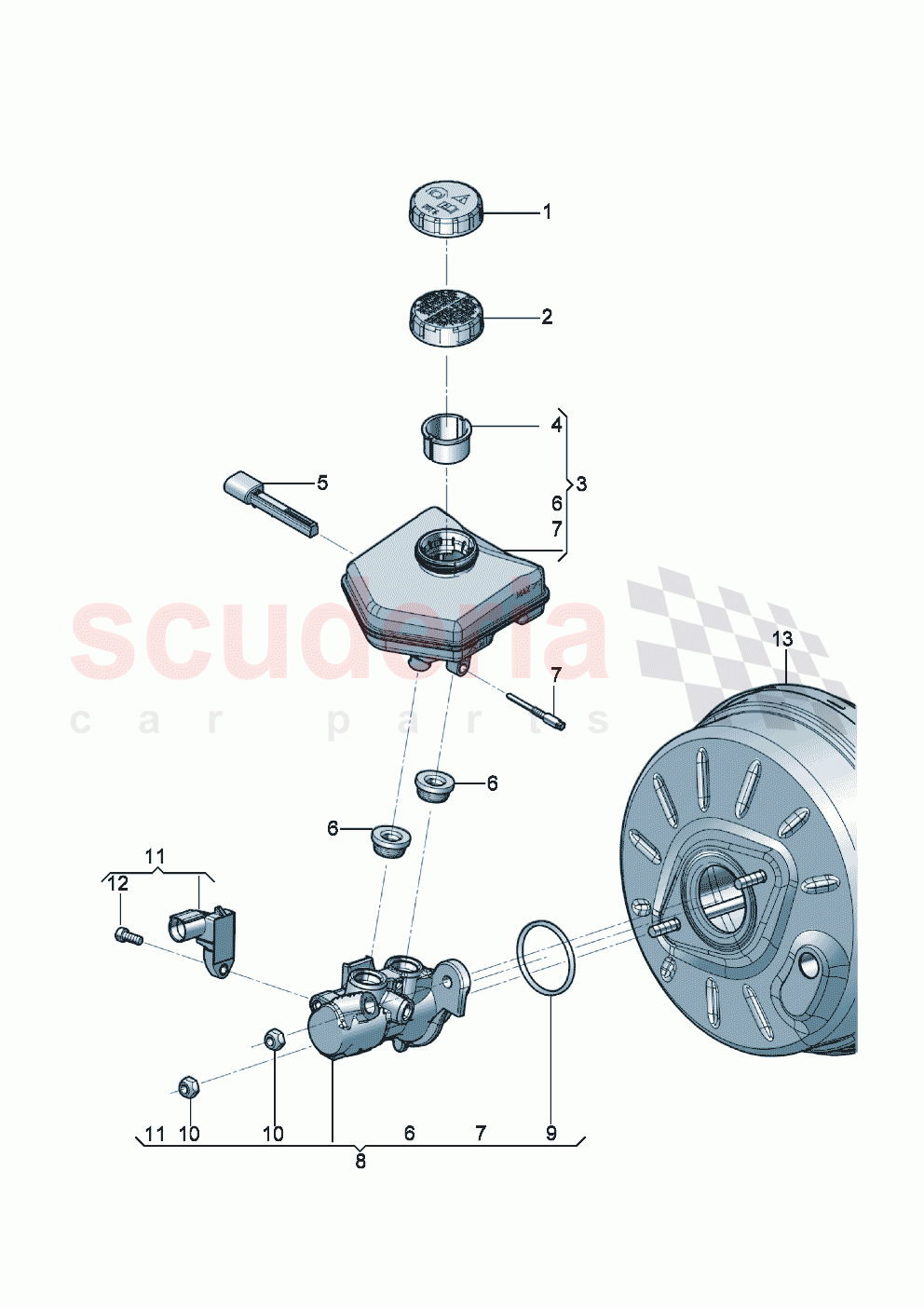 Tandem brake master cylinder with brake fluid reservoir of Bentley Bentley New Continental GT (2019-2024)