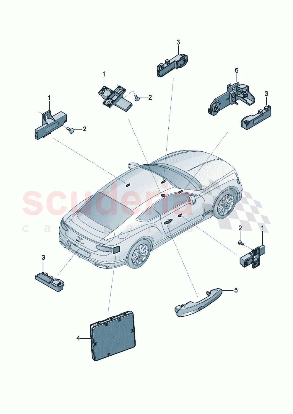 Aerial for access and start authorisation (KESSY) of Bentley Bentley New Continental GT (2019-2024)