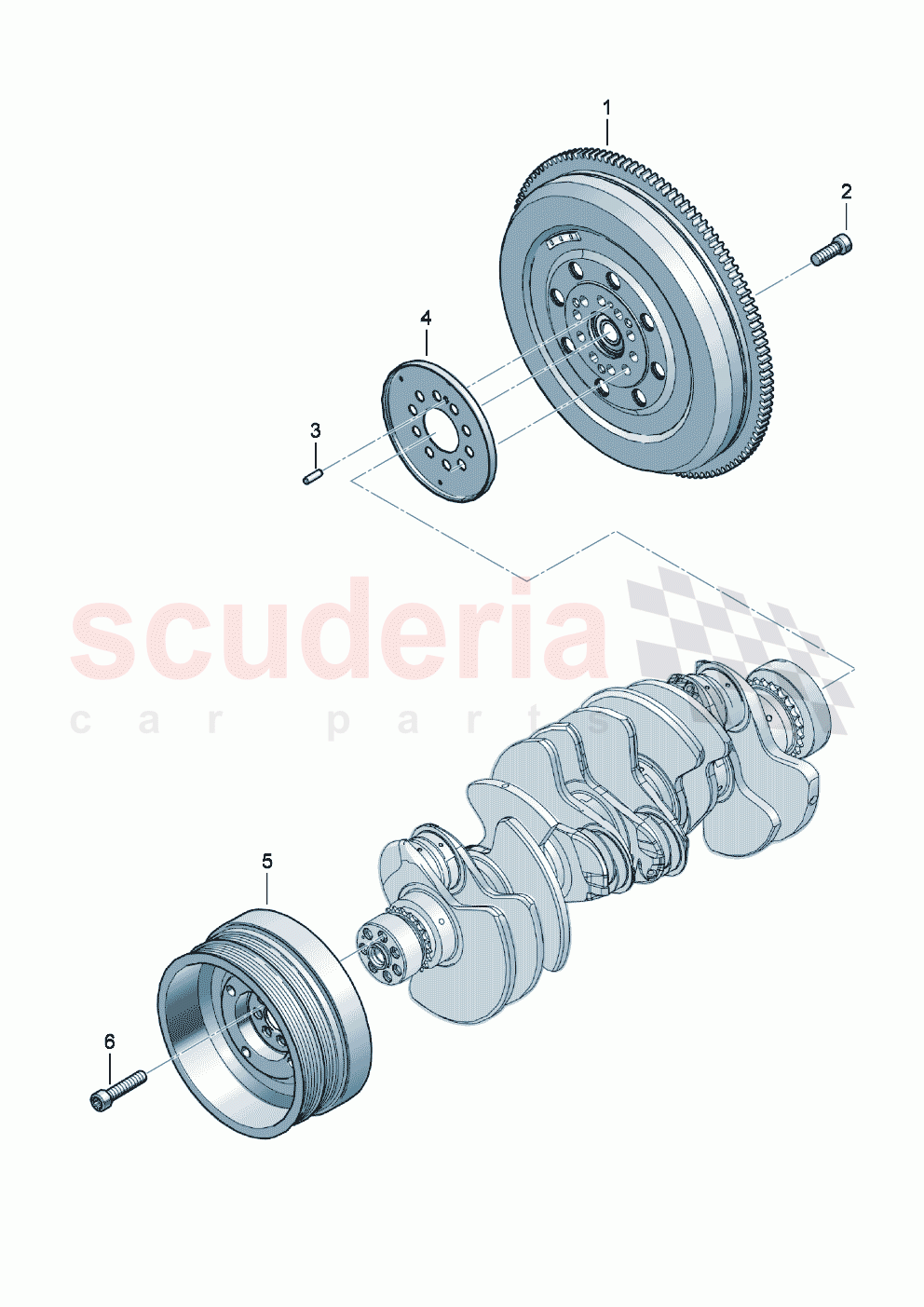 Dual-mass flywheel V-belt pulley with vibration damper impulse rotor of Bentley Bentley New Continental GT (2019-2024)