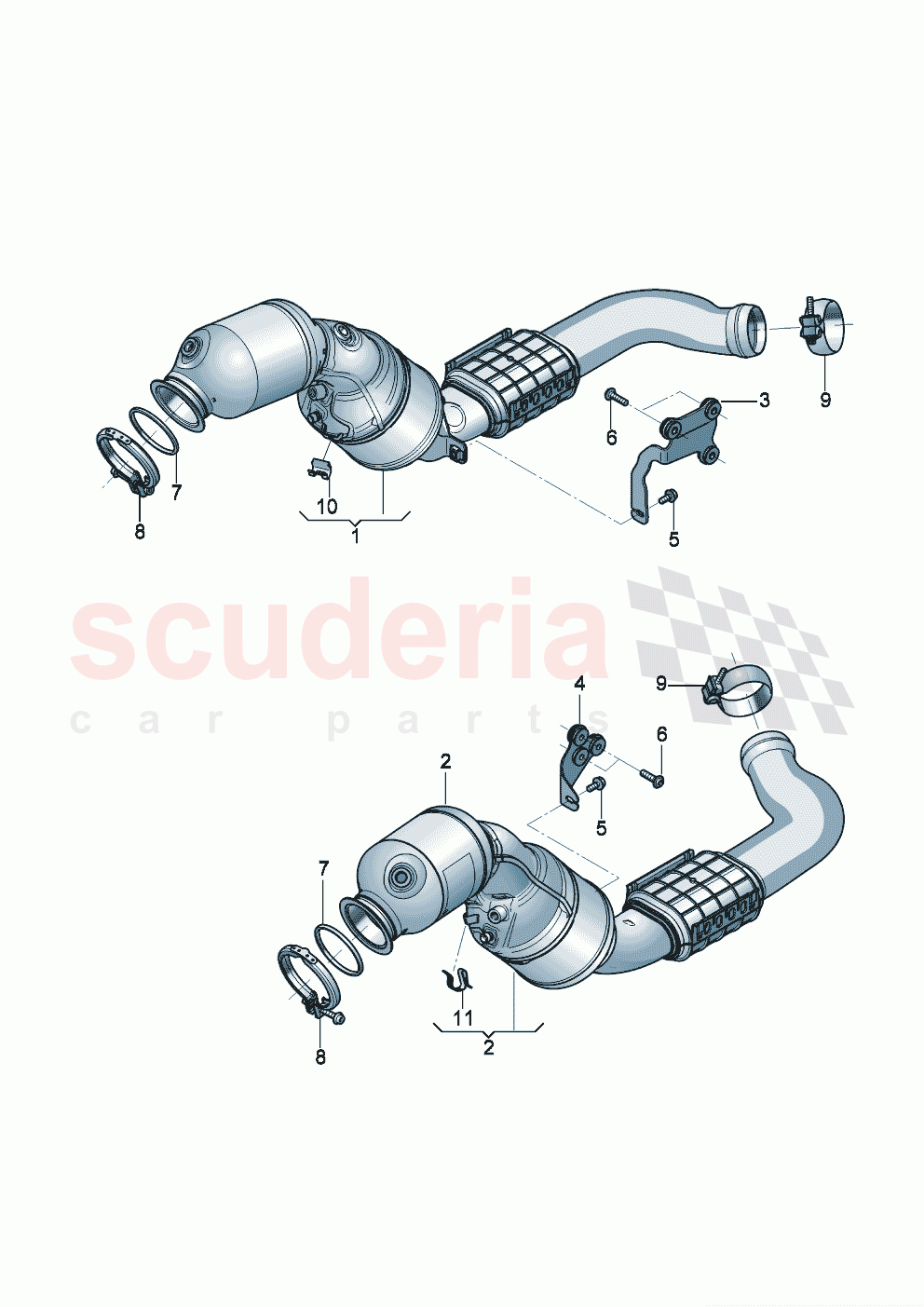 Exhaust pipe with catalyst and particulate filter Retainer for exhaust pipe of Bentley Bentley New Continental GT (2019-2024)