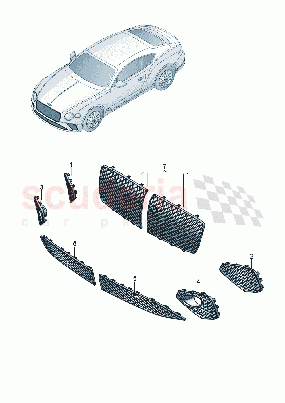 Air guide grille D >> - MJ 2021 of Bentley Bentley New Continental GT (2019-2024)
