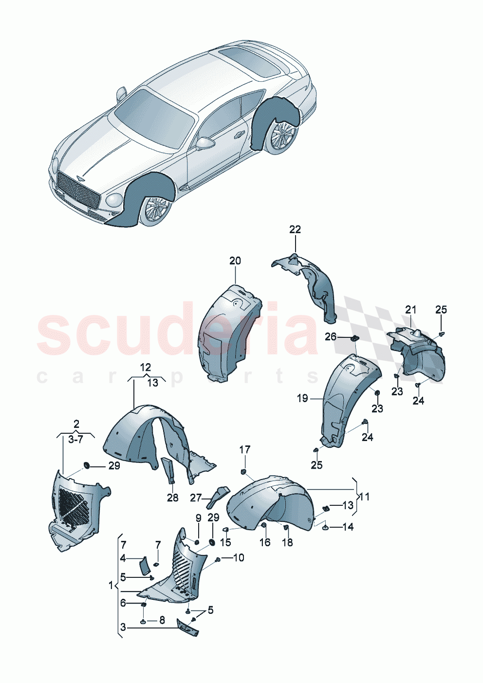 Wheel housing liner D - MJ 2021>> of Bentley Bentley New Continental GT (2019-2024)