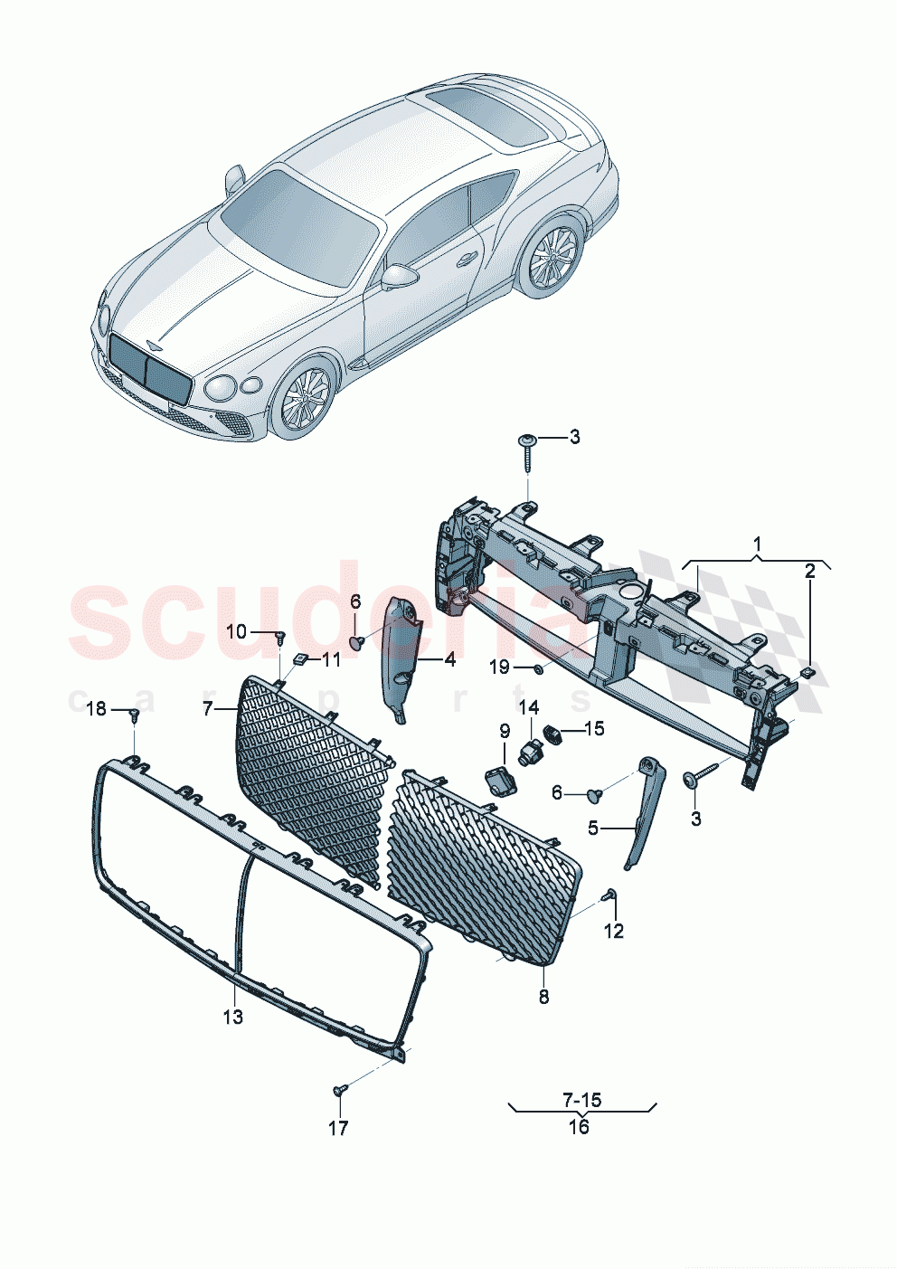 Radiator grille D - MJ 2022>> of Bentley Bentley New Continental GT (2019-2024)
