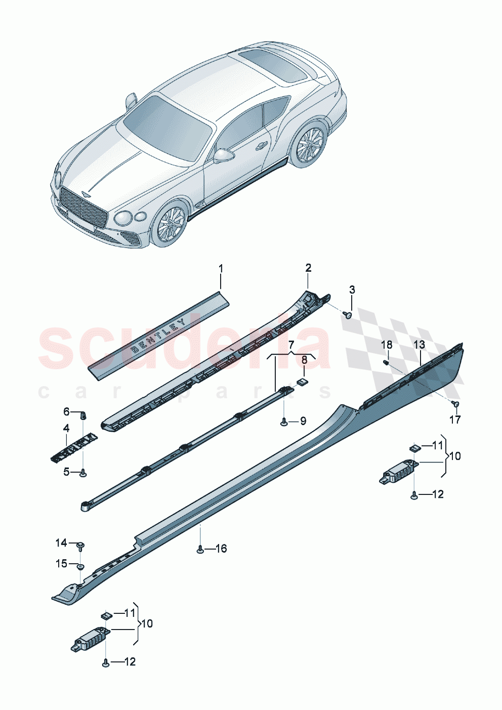 Trim for side section- sill D - MJ 2021>> - MJ 2021 of Bentley Bentley New Continental GT (2019-2024)
