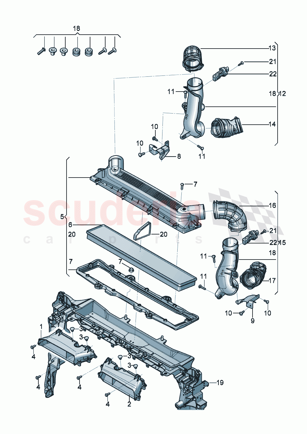 Air filter Intake air duct Intake hose Air mass meter D >> - MJ 2019 of Bentley Bentley New Continental GT (2019-2024)