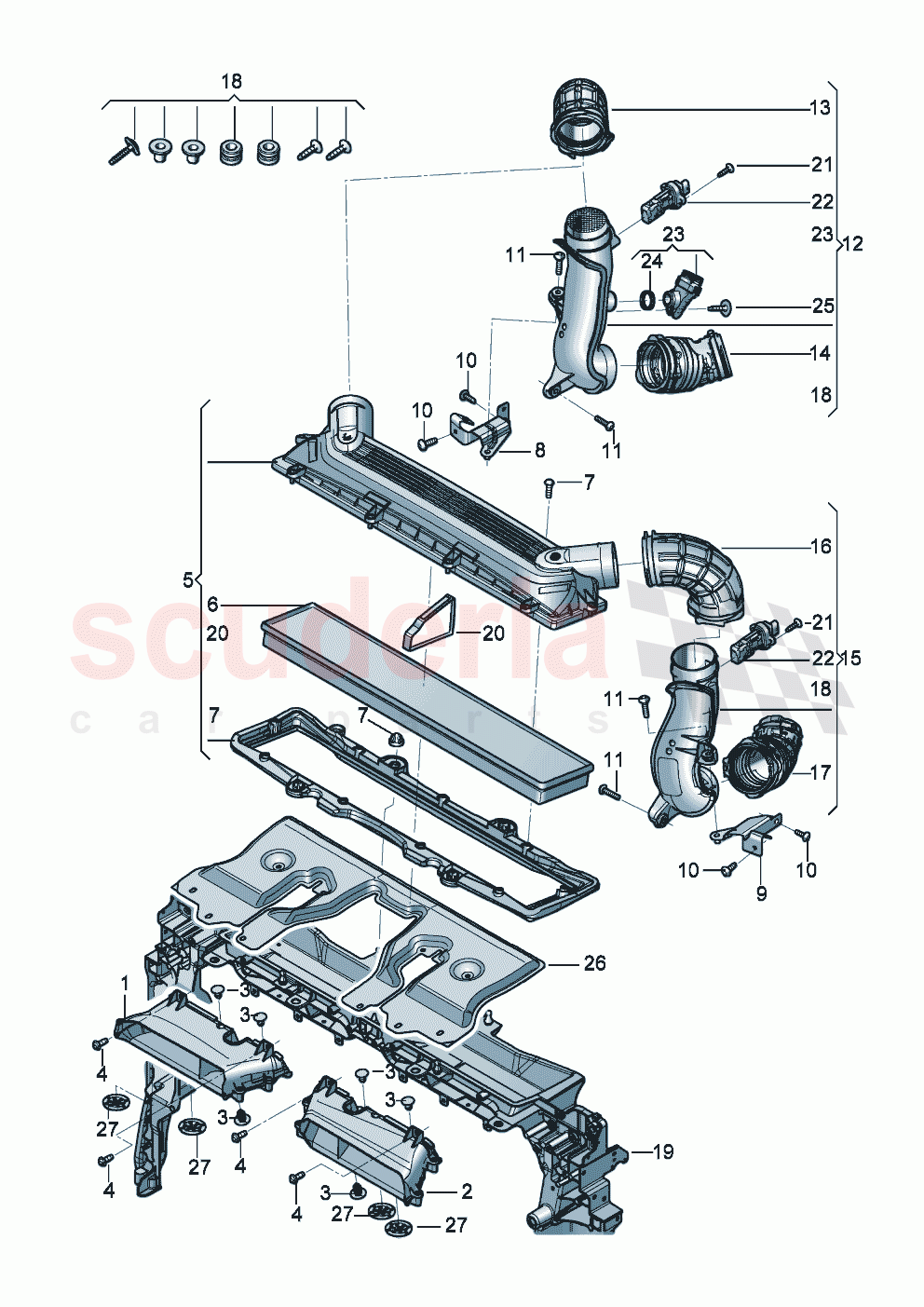 Air filter Intake air duct Intake hose Air mass meter D - 05.07.2021>> of Bentley Bentley New Continental GT (2019-2024)