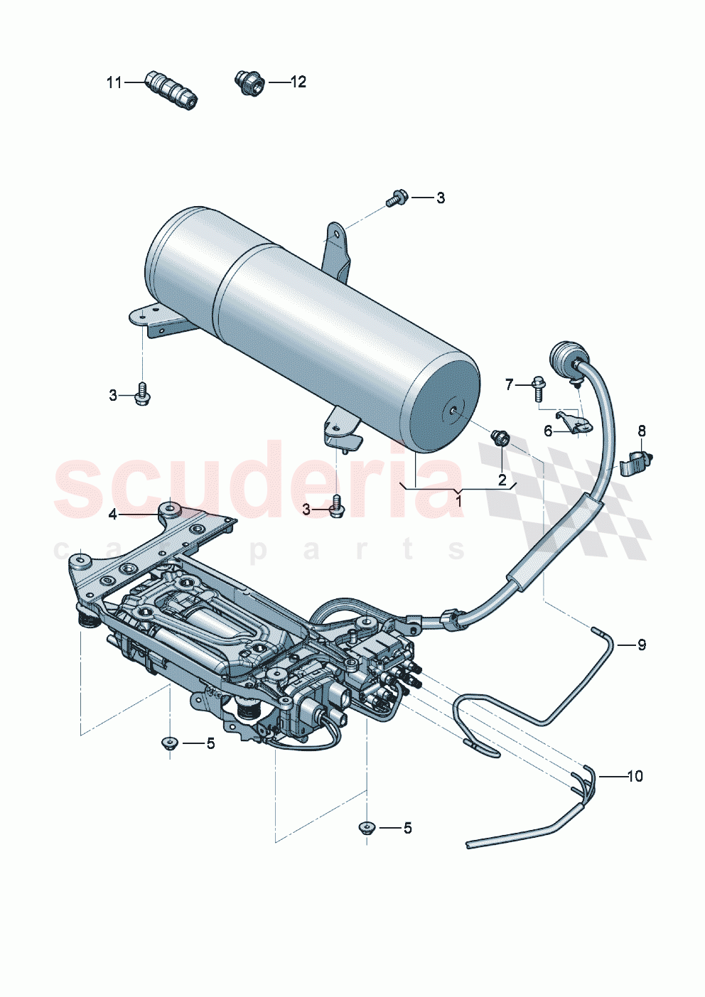 Air supply unit Pressure accumulator Air line connecting parts for self- levelling F >> 3S-K-072 266 F >> ZG-K-072 266 of Bentley Bentley New Continental GT (2019-2024)