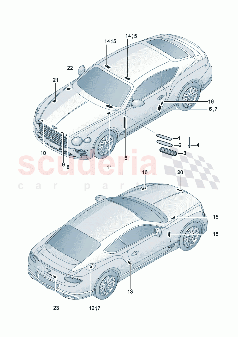 Vehicle data plate of Bentley Bentley New Continental GT (2019-2024)