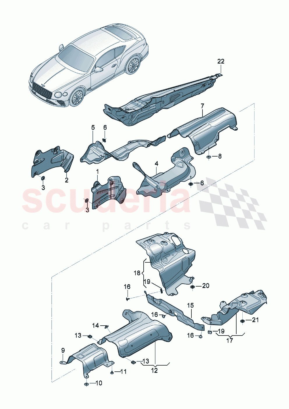 Heat shield of Bentley Bentley New Continental GT (2019-2024)