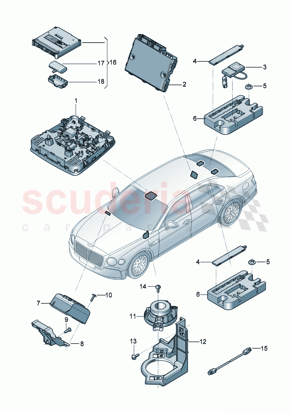 Control unit for emerg. call module and communications unit of Bentley Bentley New Flying Spur (2020-2024)