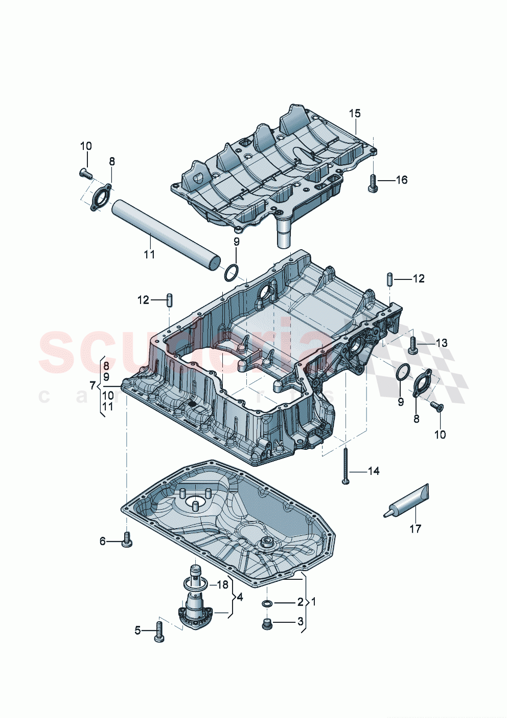 Engine oil sump upper part oil sump - lower part with opening for oil level sensor oil level sensor of Bentley Bentley New Flying Spur (2020-2024)
