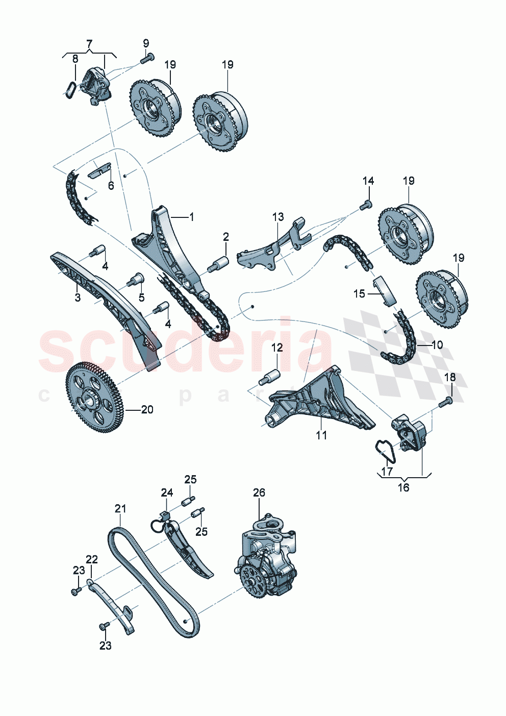 timing chain slide rail chain tensioner drive for oil pump of Bentley Bentley New Flying Spur (2020-2024)