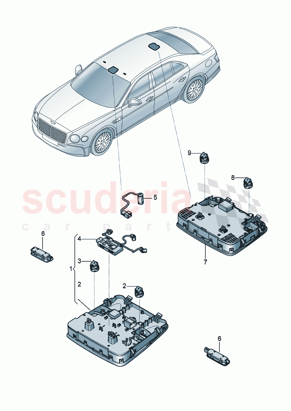 Interior and reading light of Bentley Bentley New Flying Spur (2020-2024)