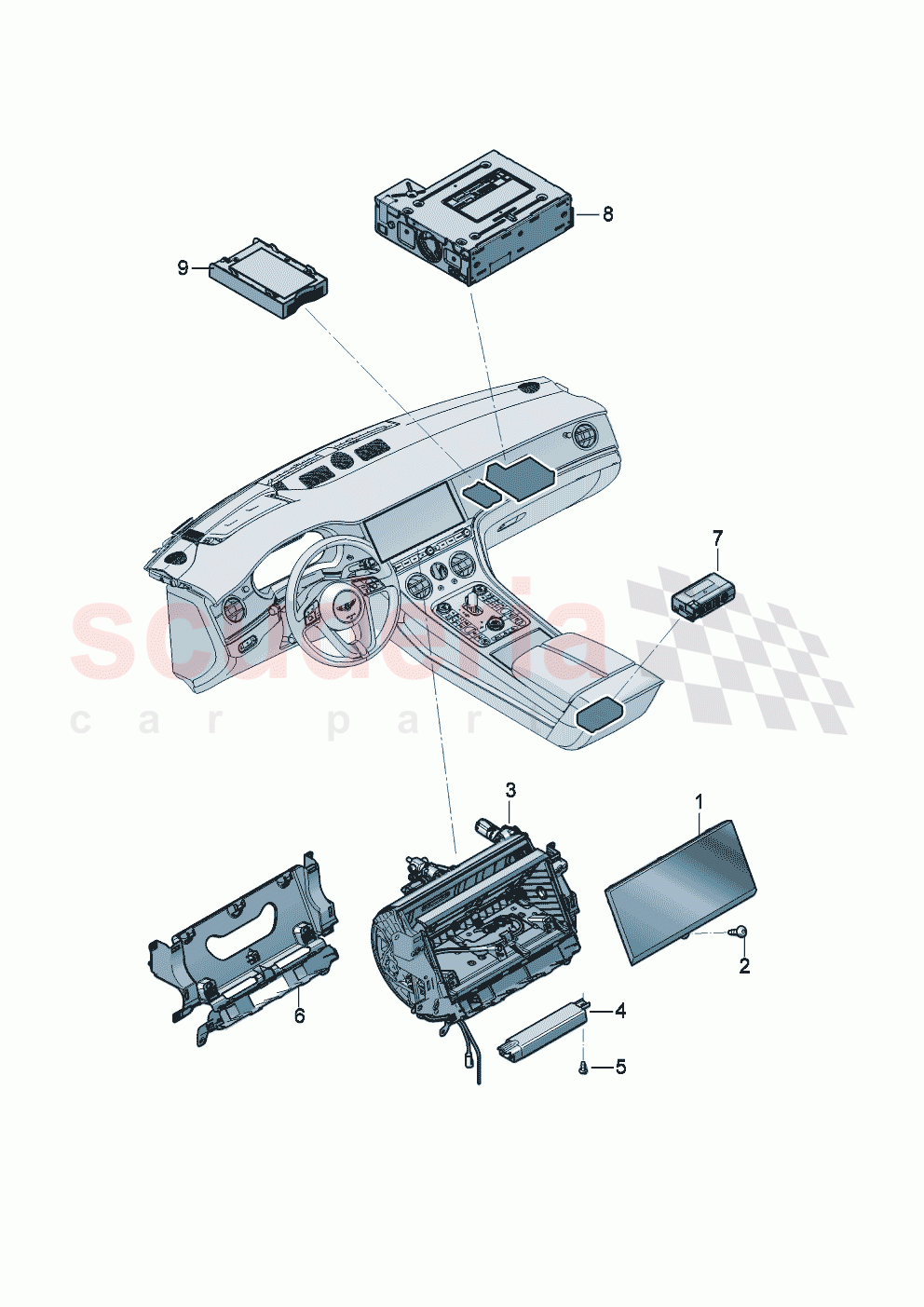 Central display for navigation and TV of Bentley Bentley New Continental Convertible (2025-2026)