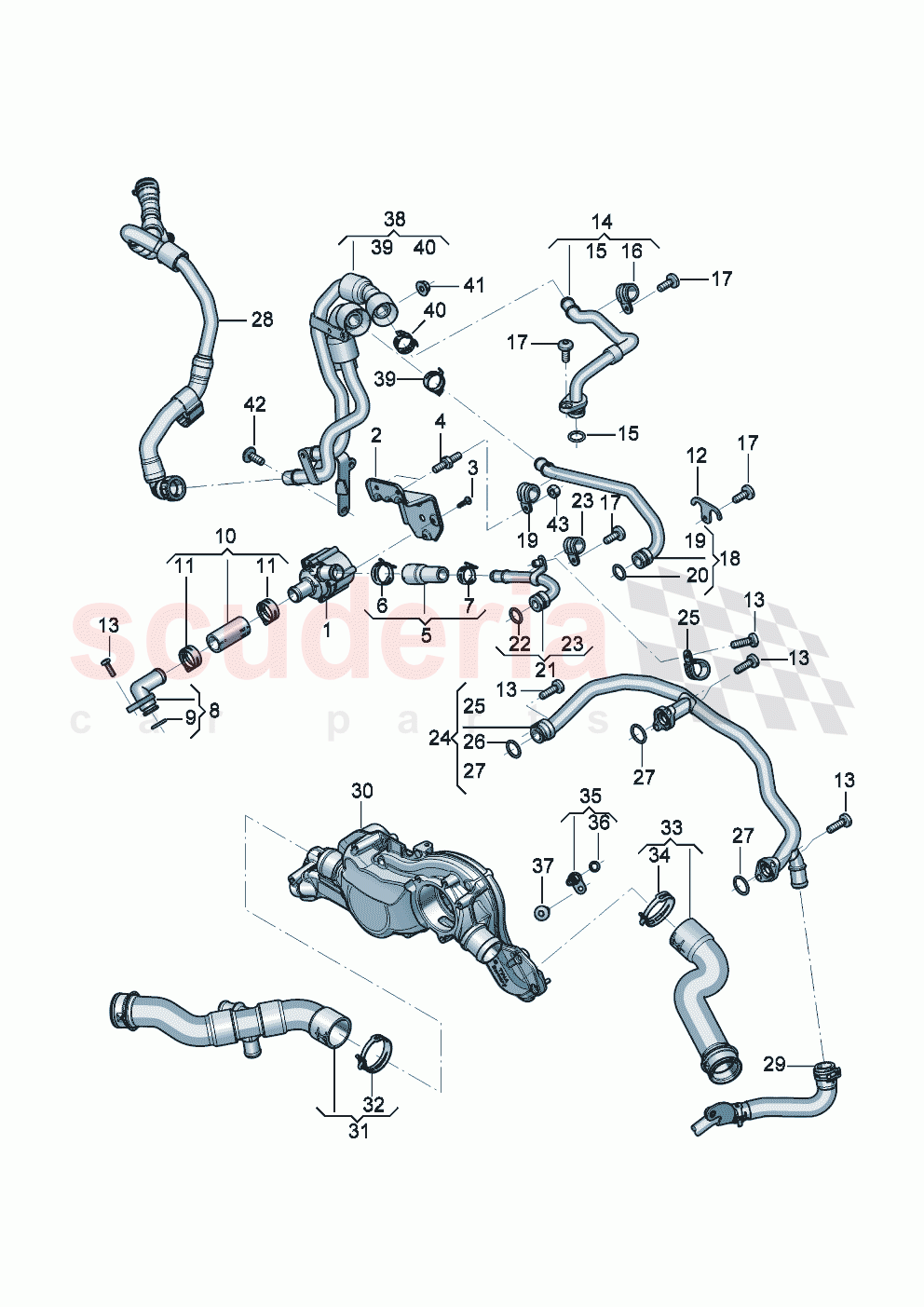 Coolant hoses and pipes Engine of Bentley Bentley New Continental Convertible (2025-2026)