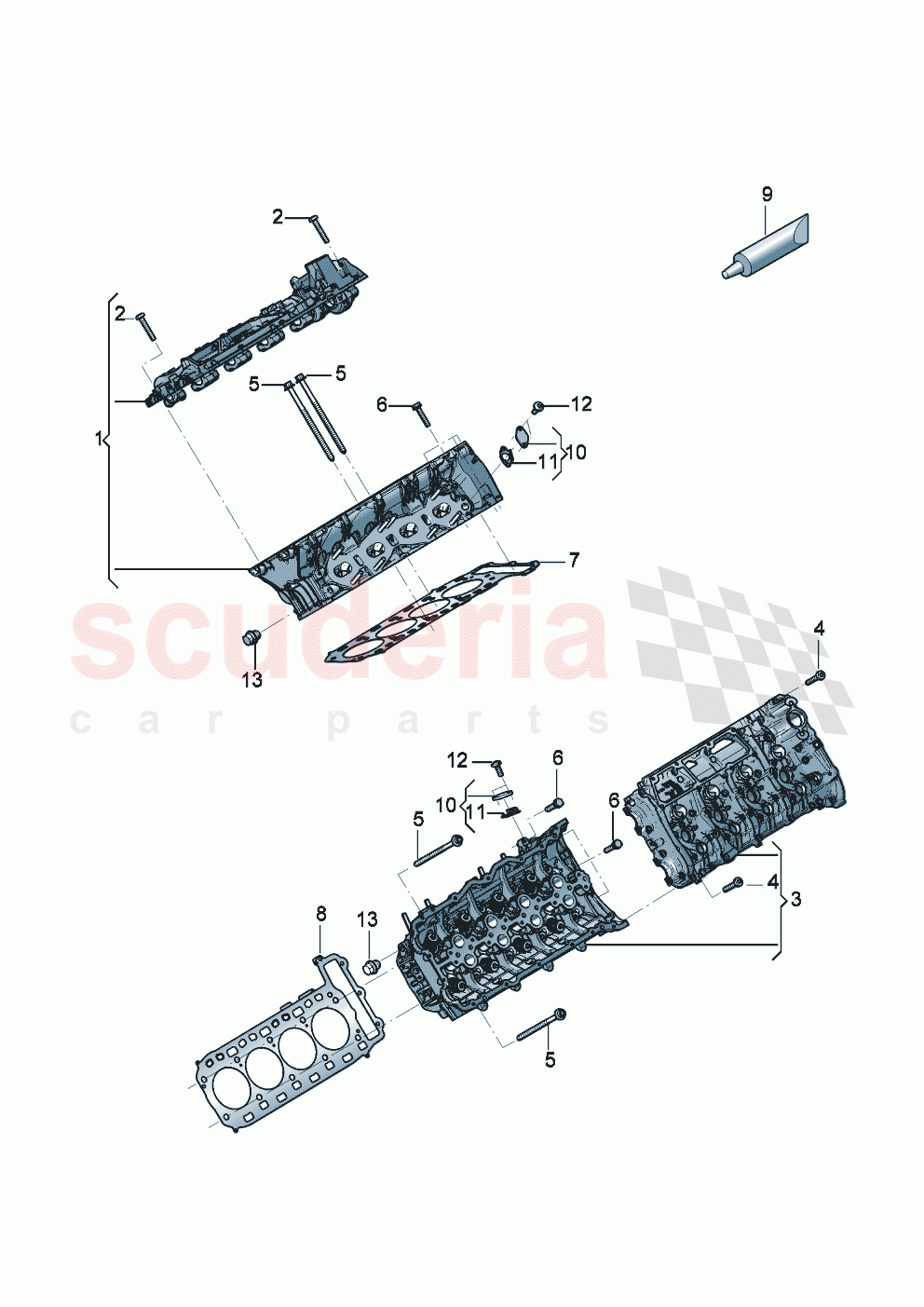 Cylinder head with valves (without camshaft) Cylinder head gasket of Bentley Bentley New Continental Convertible (2025-2026)