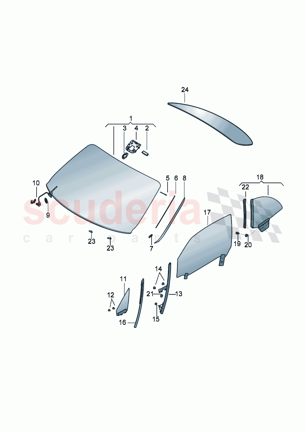 Windscreen Rear and side window of Bentley Bentley New Continental Convertible (2025-2026)