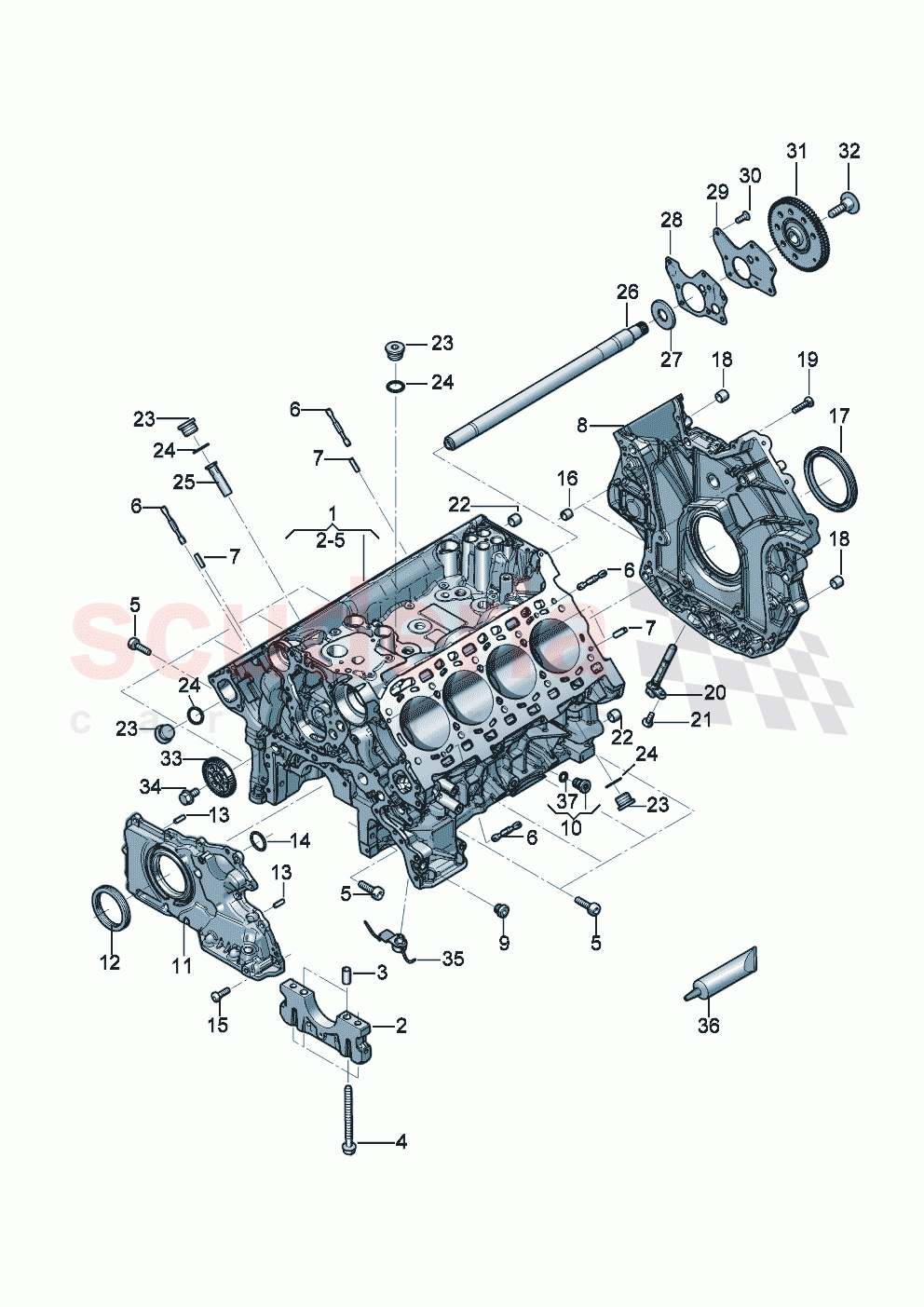 Crankcase housing Sealing flange Intermediate shaft of Bentley Bentley New Continental GT (2025-2026)