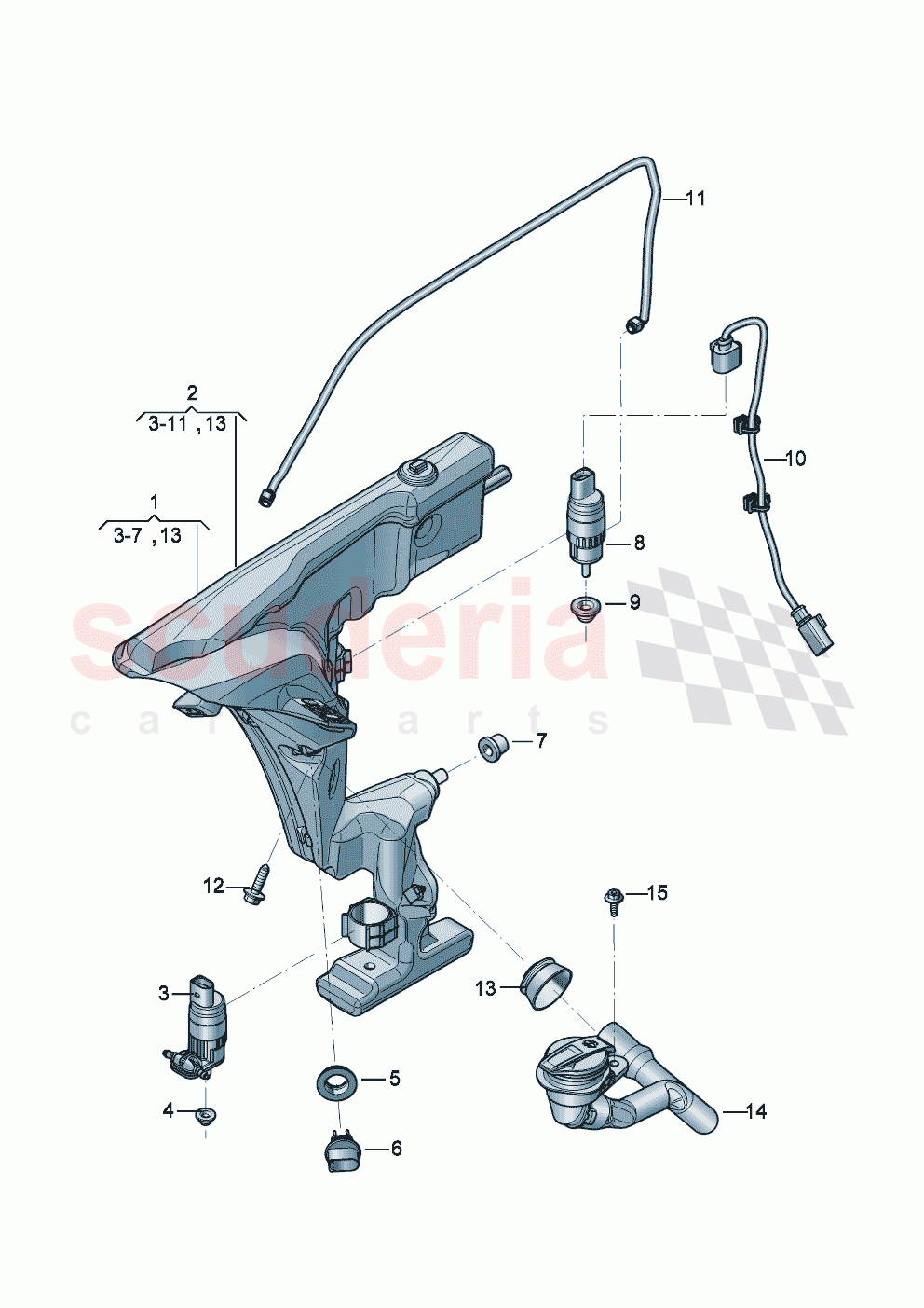 Washing and wiping system Wash water reservoir of Bentley Bentley New Continental GT (2025-2026)