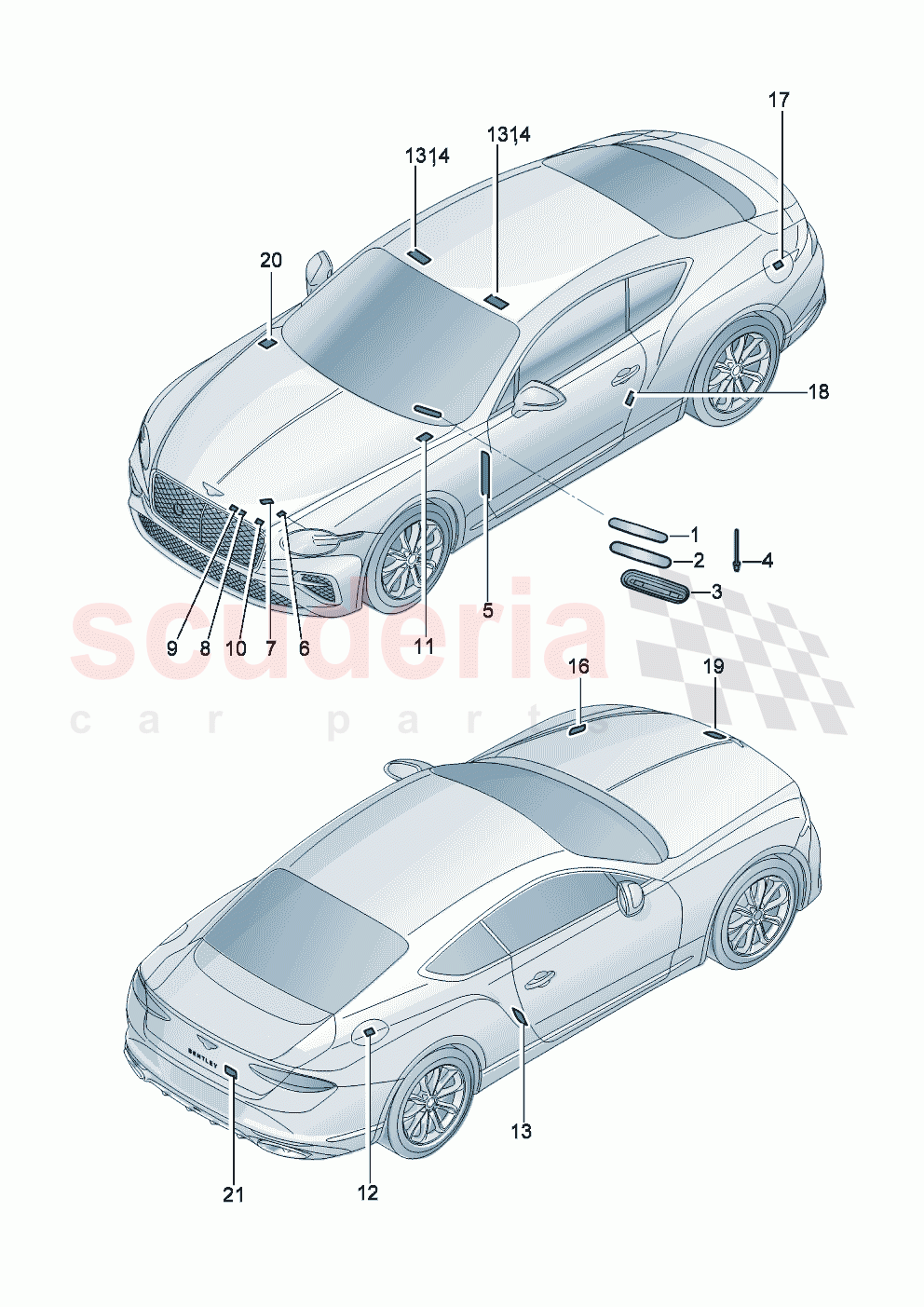 Vehicle data plate Type plates of Bentley Bentley New Continental GT (2025-2026)