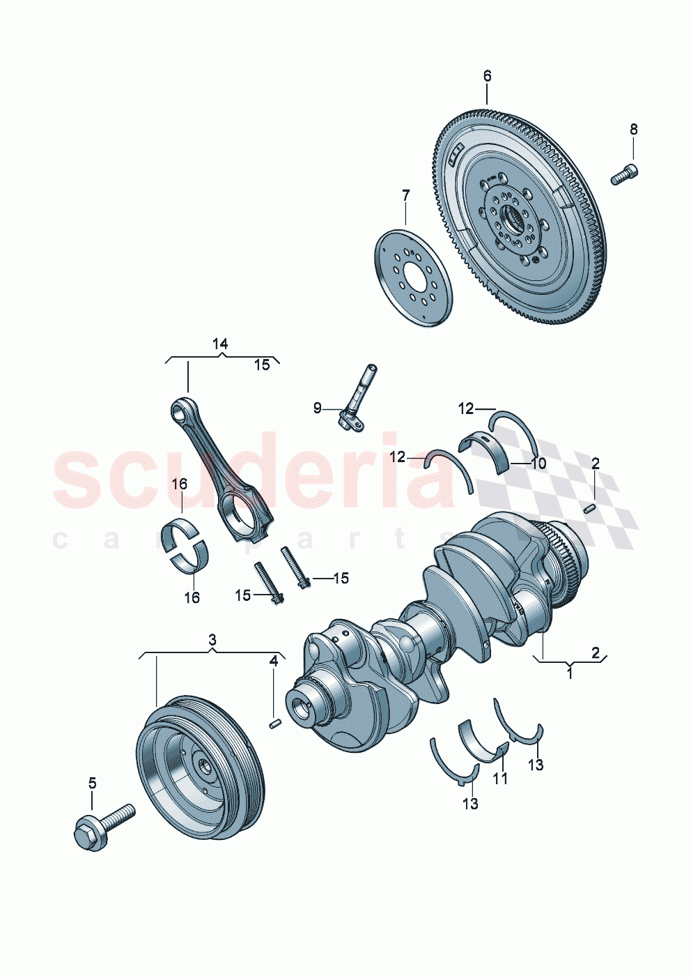 flywheel V-belt pulley with vibration damper Crankshaft conrod bearing shell of Bentley Bentley New Flying Spur (2025-2026)