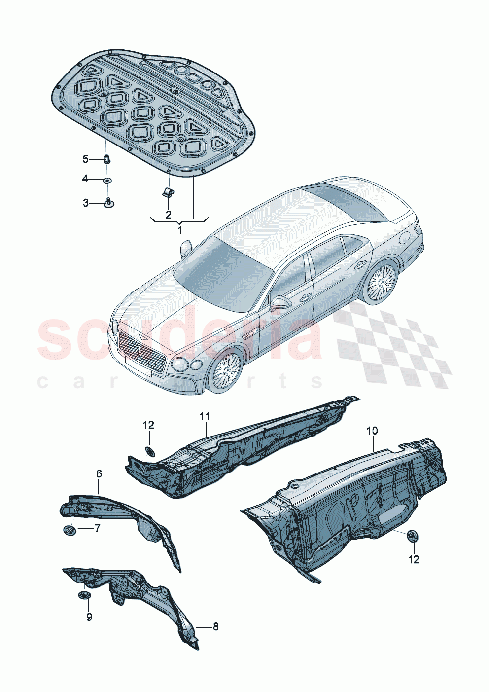 sound absorbers Underbody damping for engine compartment of Bentley Bentley New Flying Spur (2025-2026)
