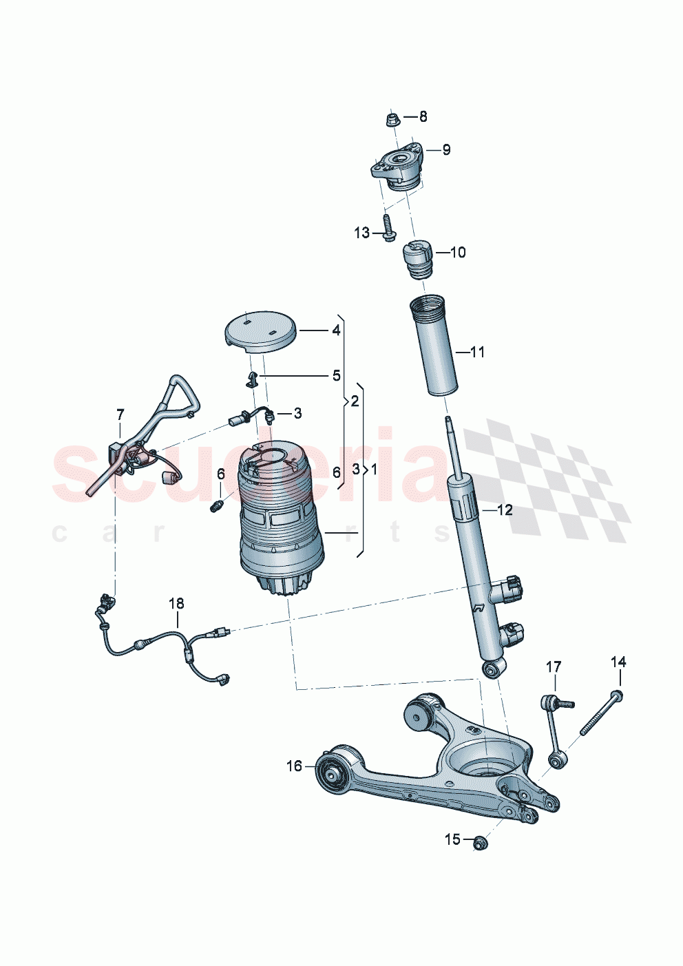 Gas shock absorber, electronically controlled air spring of Bentley Bentley New Flying Spur (2025-2026)