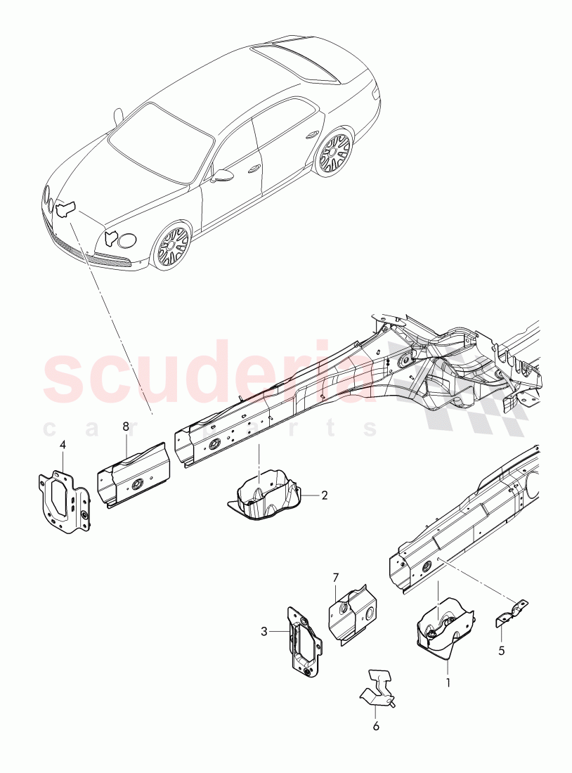 floor assembly, body front section of Bentley Bentley Continental Flying Spur (2013+)