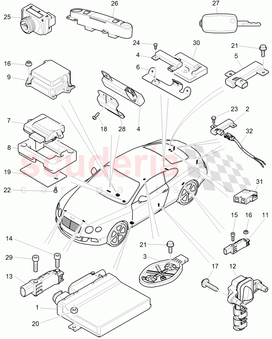 electronic control units for comfort version, D >> - MJ 2014 of Bentley Bentley Continental GT (2011-2018)