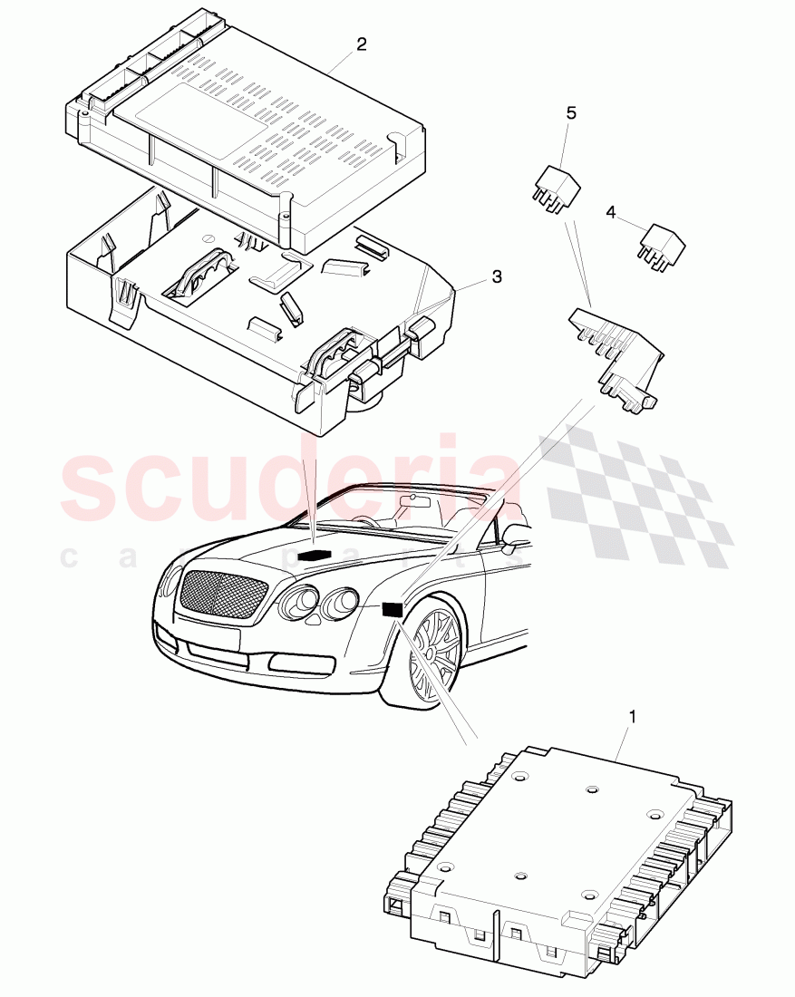 Central control unit (BCM) for convenience system and supply, control unit for air condit., Control unit for active, steering, electronic control module, lock of Bentley Bentley Continental GTC (2006-2010)
