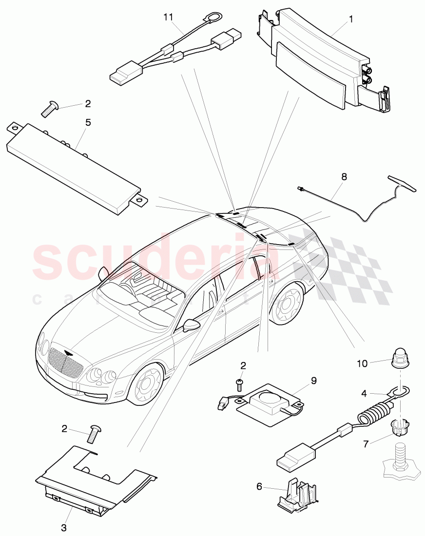 Aerial module, Infotainment system, D - MJ 2012>> of Bentley Bentley Continental Flying Spur (2006-2012)